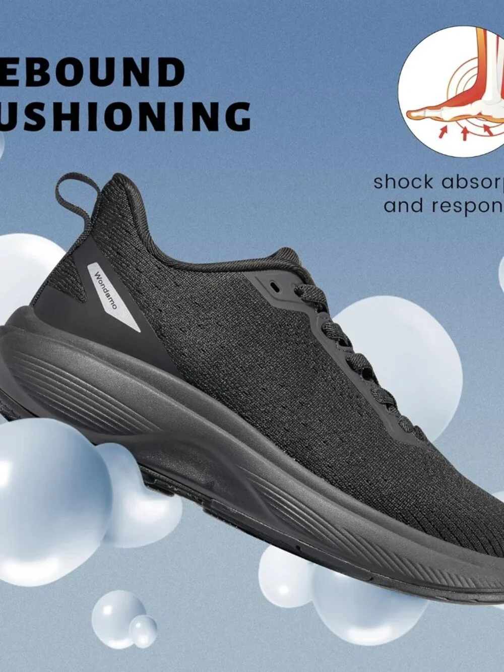 Women's Black Walking Shoes Slip on Comfortable Running Tennis Sneakers